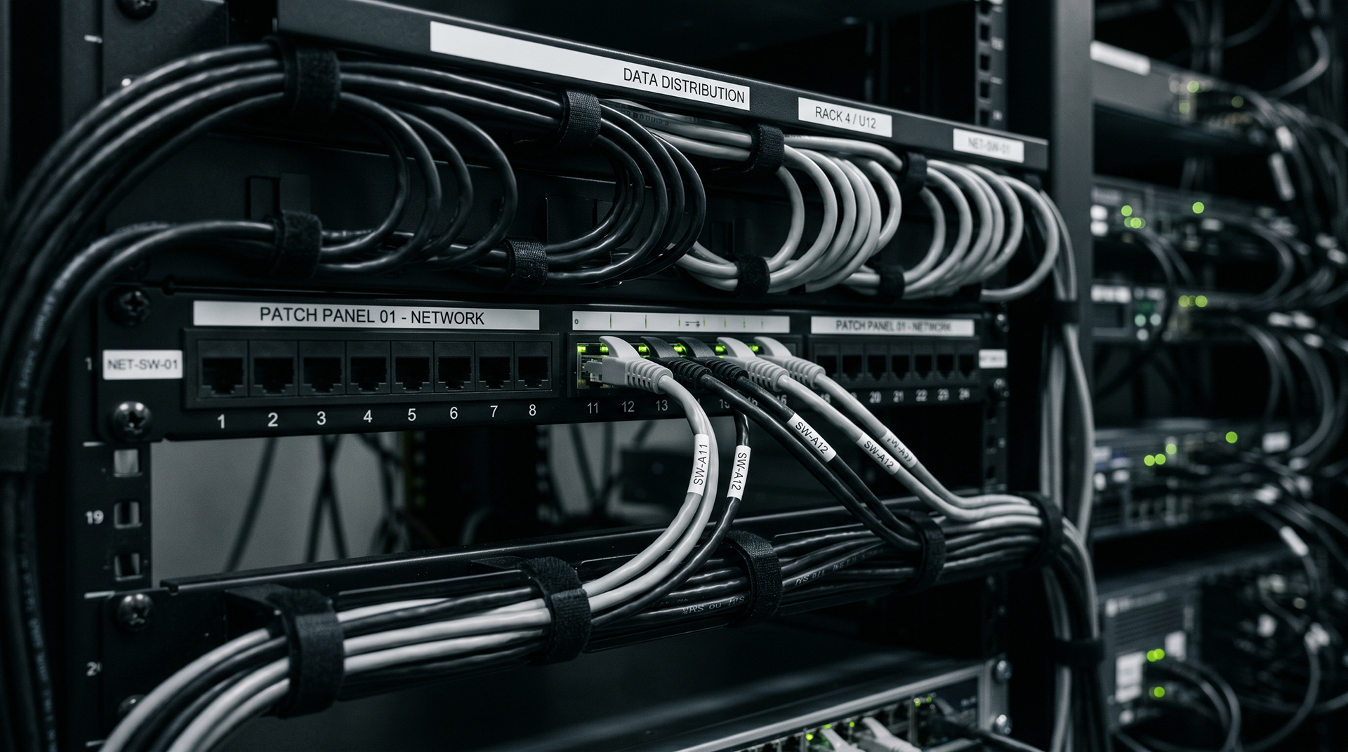 Professional ethernet cable management and patch panel — Bytes & PCs networking Santa Clarita