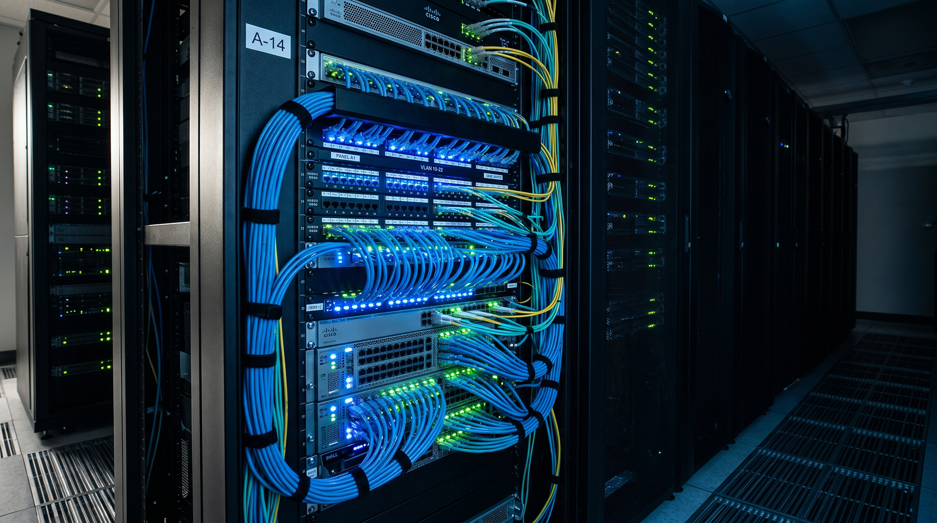 Professional server rack and network infrastructure — Bytes & PCs networking Santa Clarita